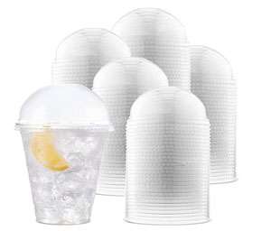 8oz - 12oz Smoothie Cup Lids - 50x Per Pack - Dome Straw Slot